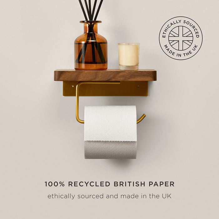 Kit & Kin sustainable toilet roll made in the UK using 100% recycled paper to help reduce environmental impact and rainforest deforestation